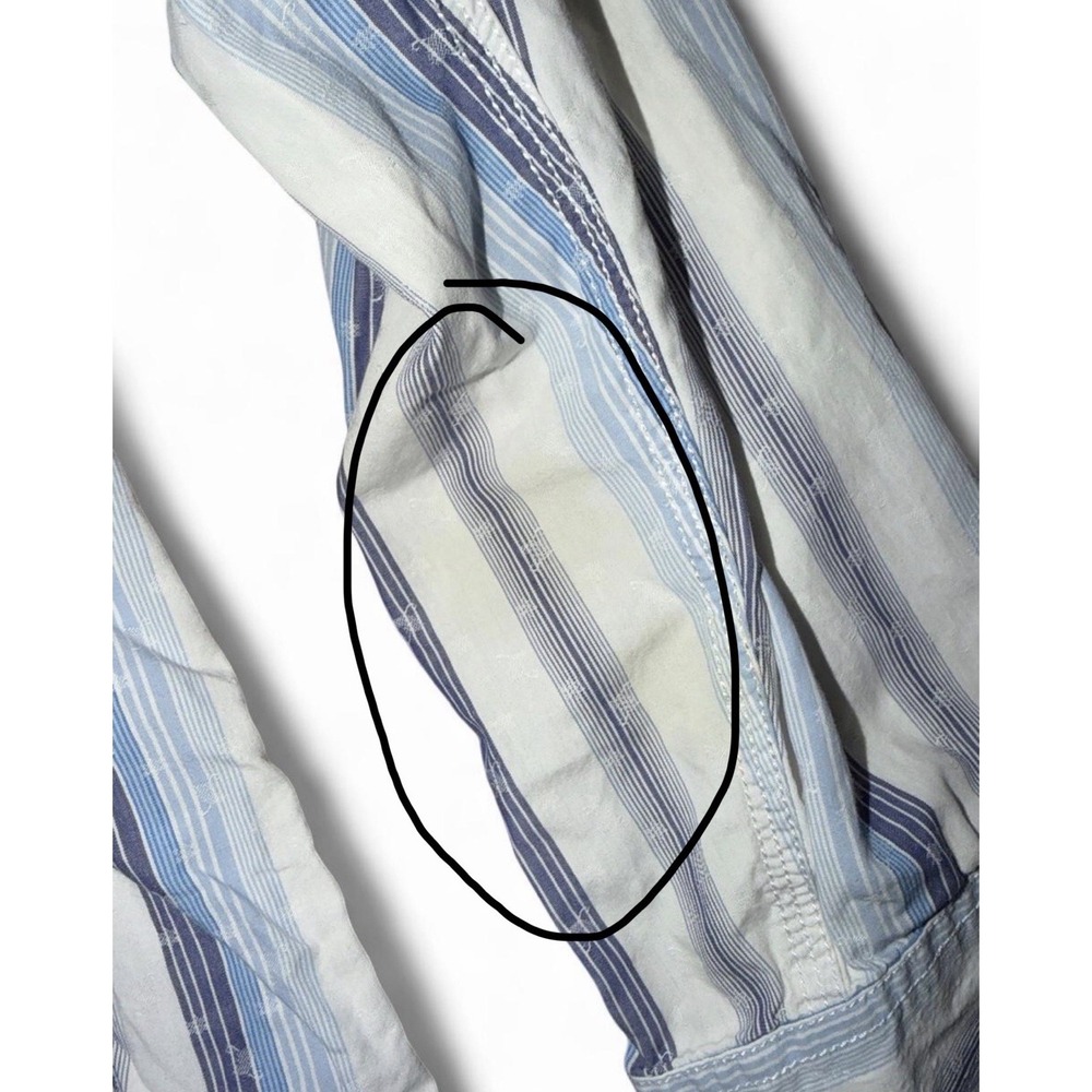 Tommy Bahama Jeans Men's L Blue/White Striped Button-Down Long Sleeve Cotton - Picture 4 of 4